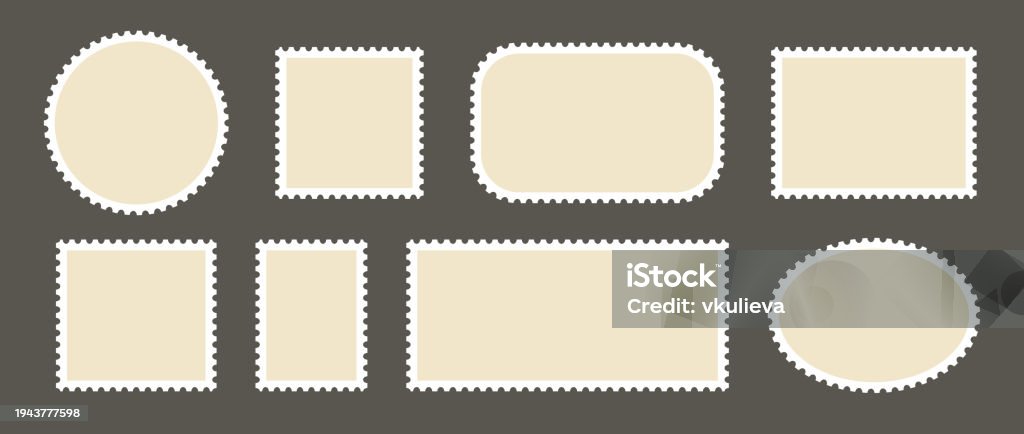 Postage Stamp Set Post Stamp Frames And Borders Beige Square And ...
