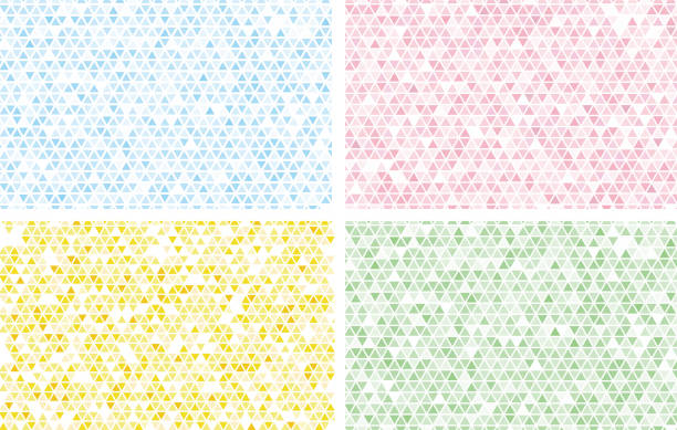 삼각형 기하학적 패턴 색상 세트 - mosaic modern art triangle tile stock illustrations