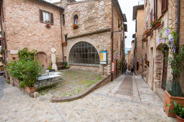 Cobblestone Pedestrian Alley in Spello - Italy