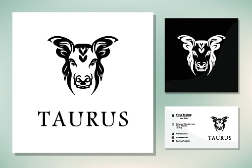 Long Horn Bull Buffalo Cow Cattle Head Toro Taurus logo design inspiration
