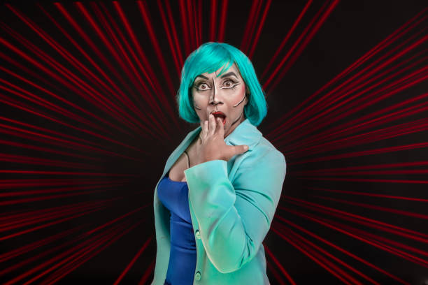istock Disguised woman with comical face in surprised position 1943911460