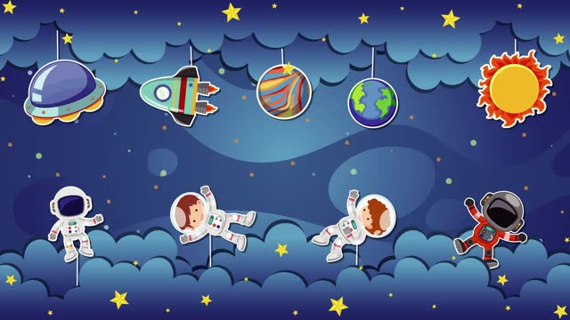 Animated Space Adventure with Astronauts