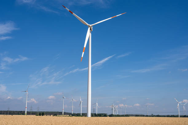 Wind turbines in barren fields seen in Germany