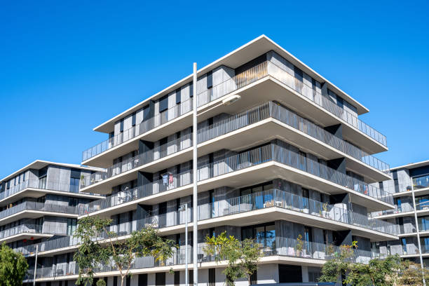 istock Modern gray apartment buildings with all-round balconies 1943963369