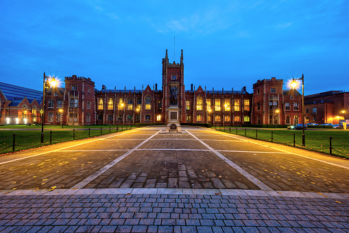 The Queens University in Belfast at twilight