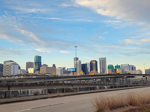 Wide Shot Of Downtown Houston Skyline