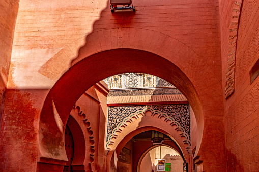 Details of Interior of Bahia palace in Marrakesh Morocco