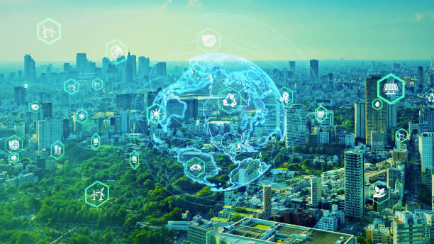 istock Modern city and environmental technology concept. Sustainable development goals. SDGs. 1944089726