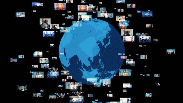 istock Global netowrk concept. Social networking service. Streaming video. communication network. 1944090247