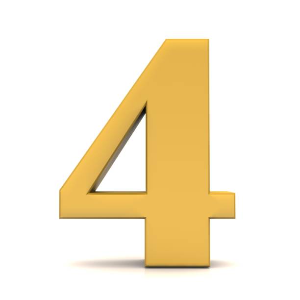 istock 4 four number yellow colored 3d rendering graphic illustration in high resolution isolated on white background 1944236206