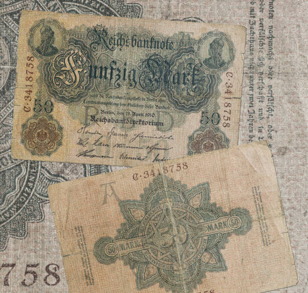 istock Old german Mark reichsbanknote, Wilhelm II era. 1944279654