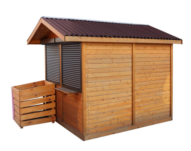 istock Closed wooden kiosk for selling vegetables isolated 1944280210