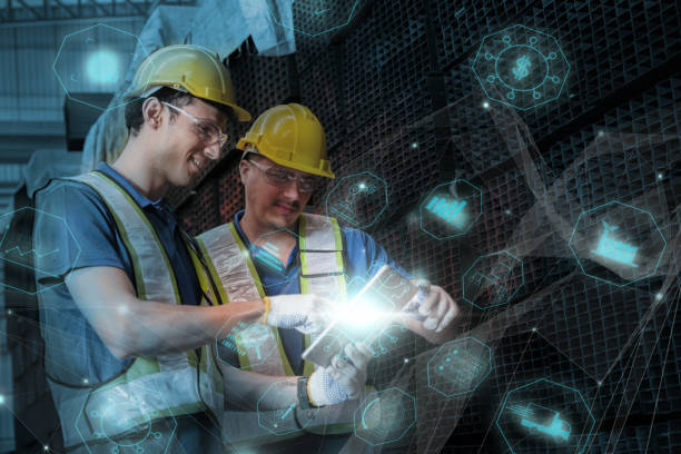 istock Team of  Engineers Use Tablet with visualize screen of the data statistic with ai technology in factory. 1944301161