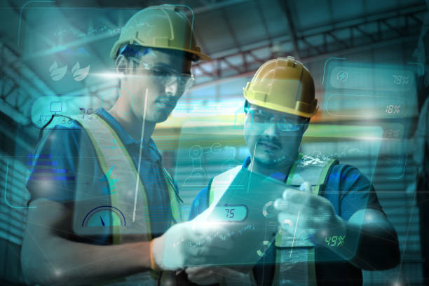 istock Team of  Engineers Use Tablet with visualize screen of the data statistic with ai technology in factory. 1944301170