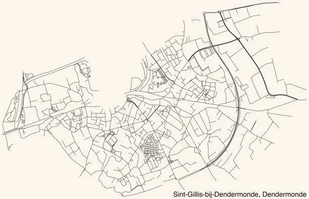 Vector illustration of Street roads map of the SINT-GILLIS-BIJ-DENDERMONDE COMMUNITY, DENDERMONDE