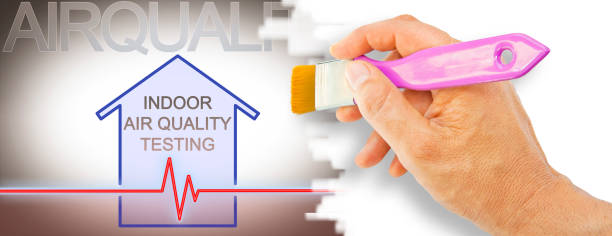istock Indoor air quality testing - concept image with check-up chart about indoor pollutants with hand and brush 1944311203