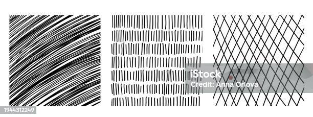 Set Of Textures With Different Hand Drawn Patterns Pencil Lines On ...