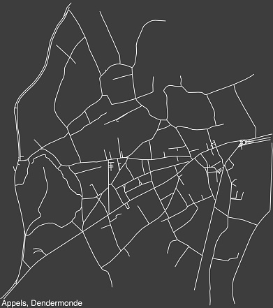Detailed hand-drawn navigational urban street roads map of the APPELS COMMUNITY of the Belgian municipality of DENDERMONDE, Belgium with vivid road lines and name tag on solid background