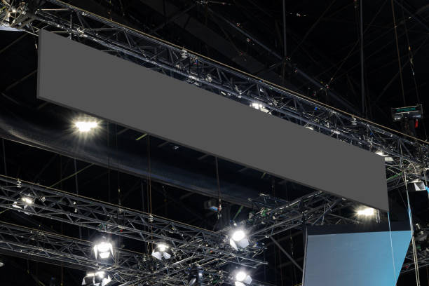 istock Hanging black indoor billboard with clipping path for mock up 1944337014