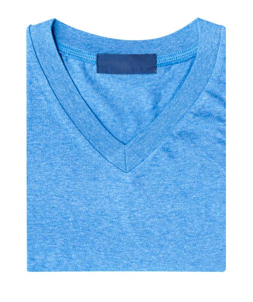 istock Blue color v neck shirt isolated on white background with clipping path 1944337529