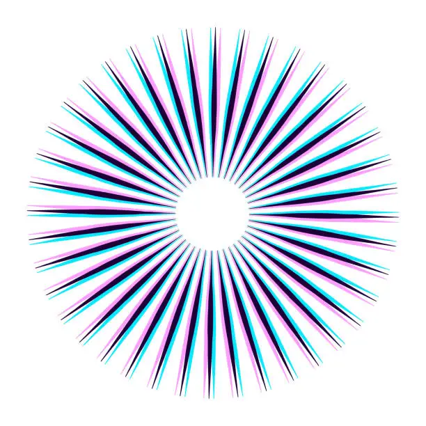 Vector illustration of Sunburst with light beams and Glitch Technique