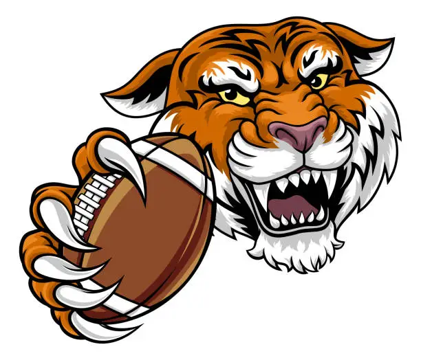 Vector illustration of Tiger American Football Sports Team Animal Mascot