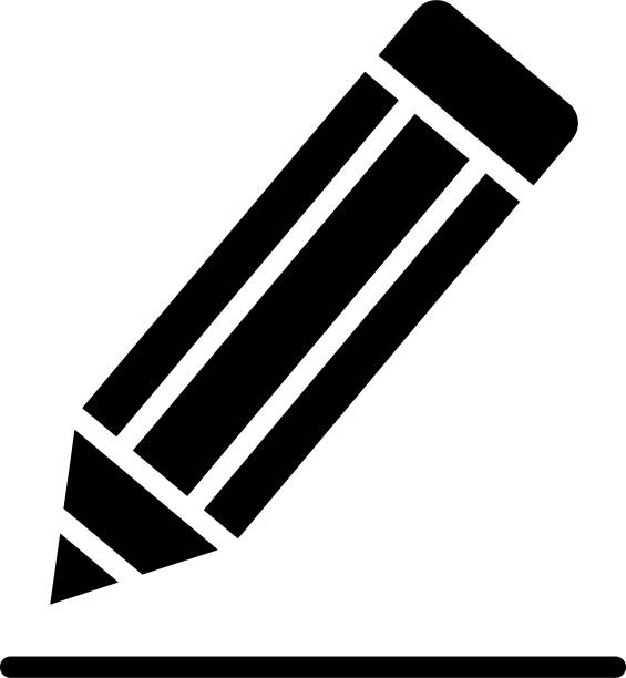 鉛筆画のソリッドとグリフのベクトル図 - paper writing instrument pencil writing点のイラスト素材／クリップアート素材／マンガ素材／アイコン素材