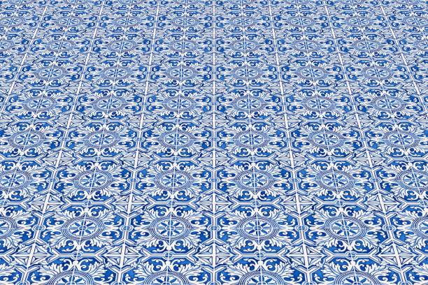 Typical traditional portuguese decorations with colored ceramic tiles called Azulejos - wall concept.