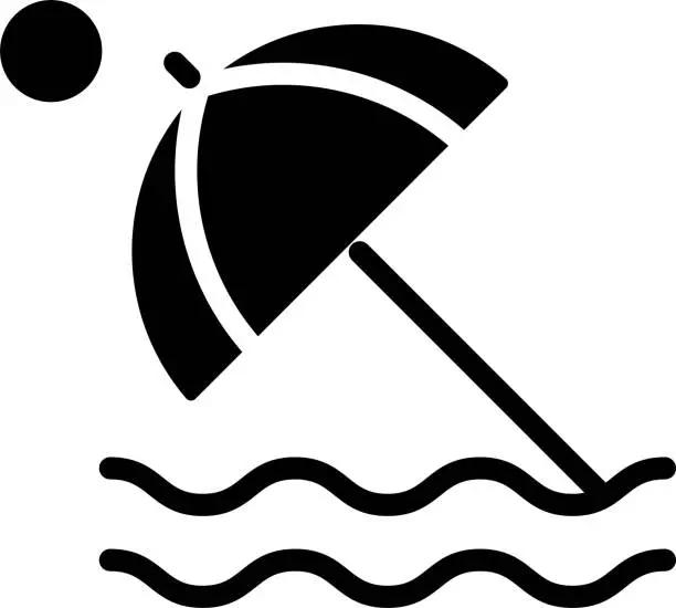 Vector illustration of Beach umbrella solid and glyph vector illustration