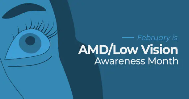 Vector illustration of Age-related Macular Degeneration AMP Low Vision Awareness Month Banner.