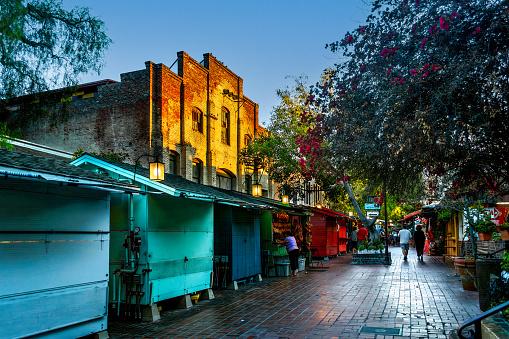 Los Angeles, United States – September 02, 2013: A row of souvenir stands on Olvera Street in Los Angeles