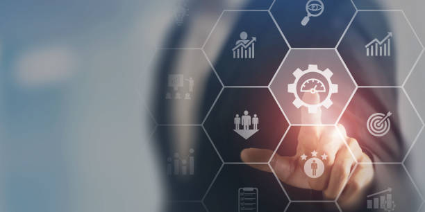 istock Performance management concept.  Implementing effective strategies for improve employee engagement, productivity and overall business success. Setting goals, monitoring progress and evaluating. 1944439886