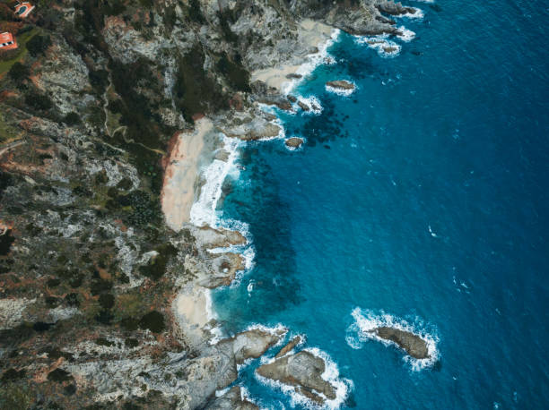 istock Overhead view of the cliff coast during winter 1944440981