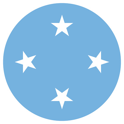 Flag of Federated States of Micronesia. Button flag icon. Standard color. Circle icon flag. Computer illustration. Digital illustration. Vector illustration.