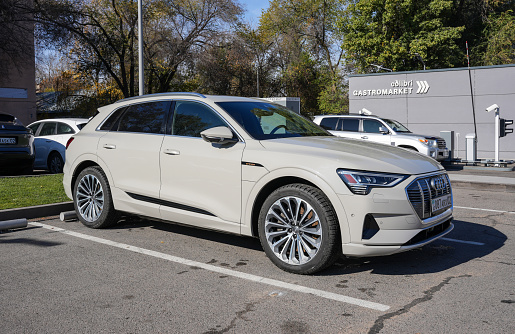 Almaty, Kazakhstan - November 11, 2023: The Audi e-tron is parked in the parking lot.