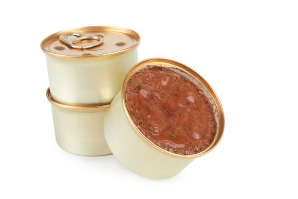 Canned cat food isolated on white background