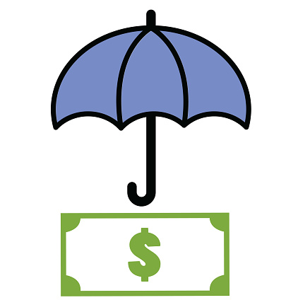 Financial Reinsurance icon. Financial protections sign. Insurances symbol. flat style.