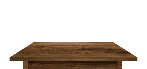 istock Dark wooden tabletop on white background 1944524627