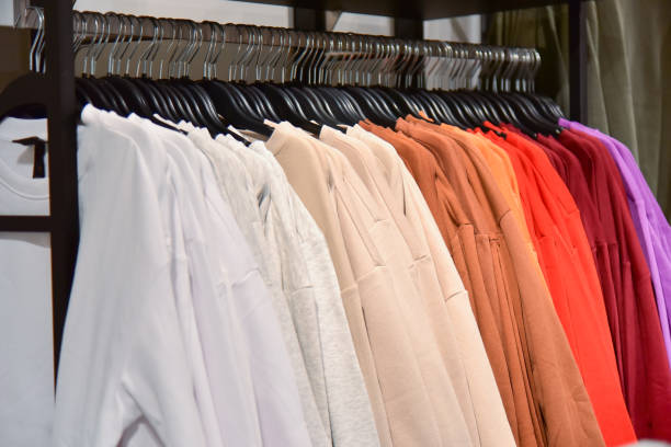istock Hanger with things of different colors in a store 1944529277