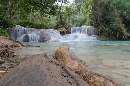 Inside the Pulhapanzak waterfall on Lake Yojoa. Honduras