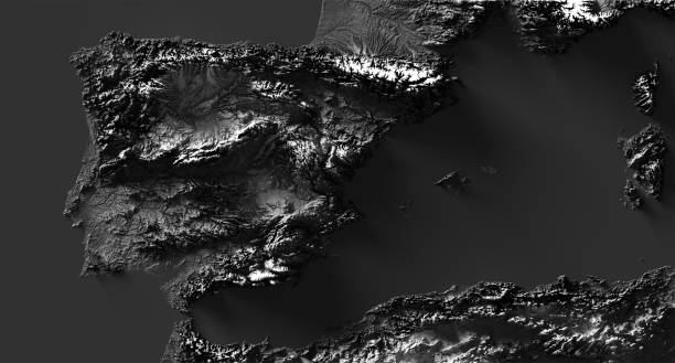 Topographic relief of Spain