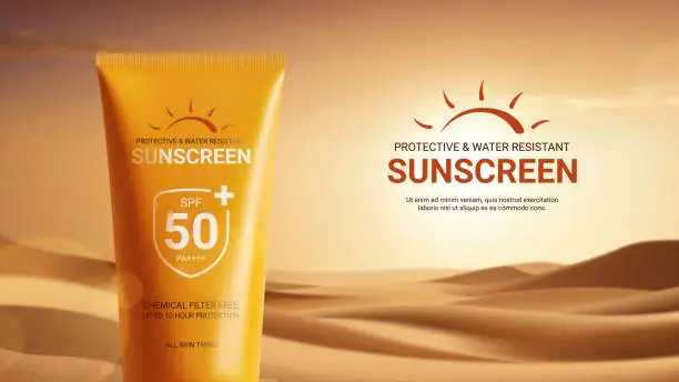 Vector illustration of Promo banner for sunscreen ad