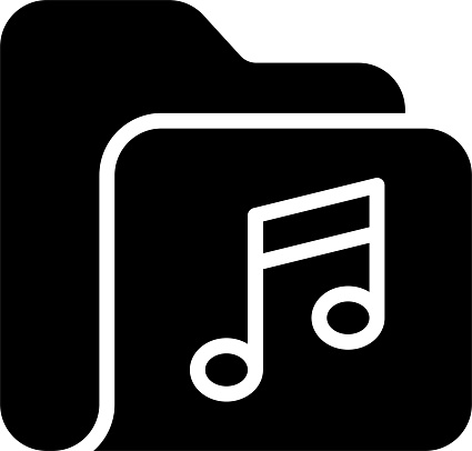 Music Folder solid and glyph vector illustration