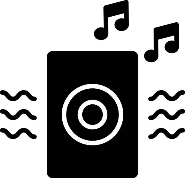 Vector illustration of Music system solid and glyph vector illustration