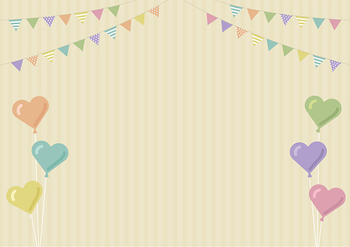 Garland and Heart Balloon Frame Background Web graphics - Dusty Color