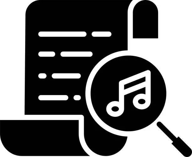 Vector illustration of Search music notes solid and glyph vector illustration