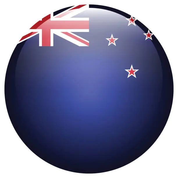 Vector illustration of New Zealand flag. Flag icon. Standard color. Circle icon flag. 3d illustration. Computer illustration. Digital illustration. Vector illustration.