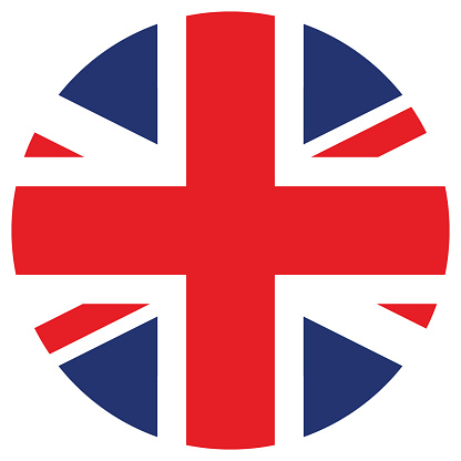 The British flag. Flag icon. Standard color. Circle icon flag. 3d illustration. Computer illustration. Digital illustration. Vector illustration.