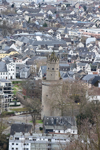 Andernach, Germany - 01/05/2024: old round tower of the city walls