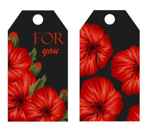 Vector illustration of tags poppy